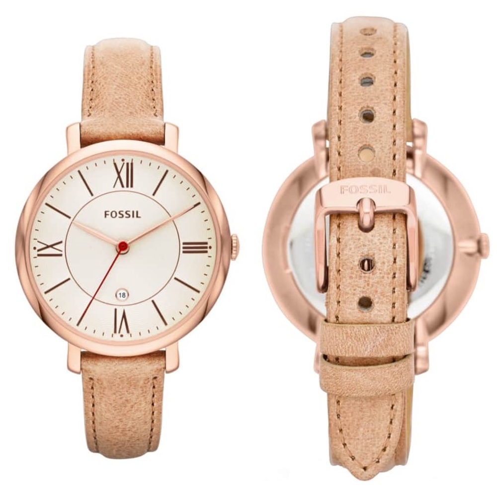 Fossil Tan Rose Gold Leather Jacqueline Watch